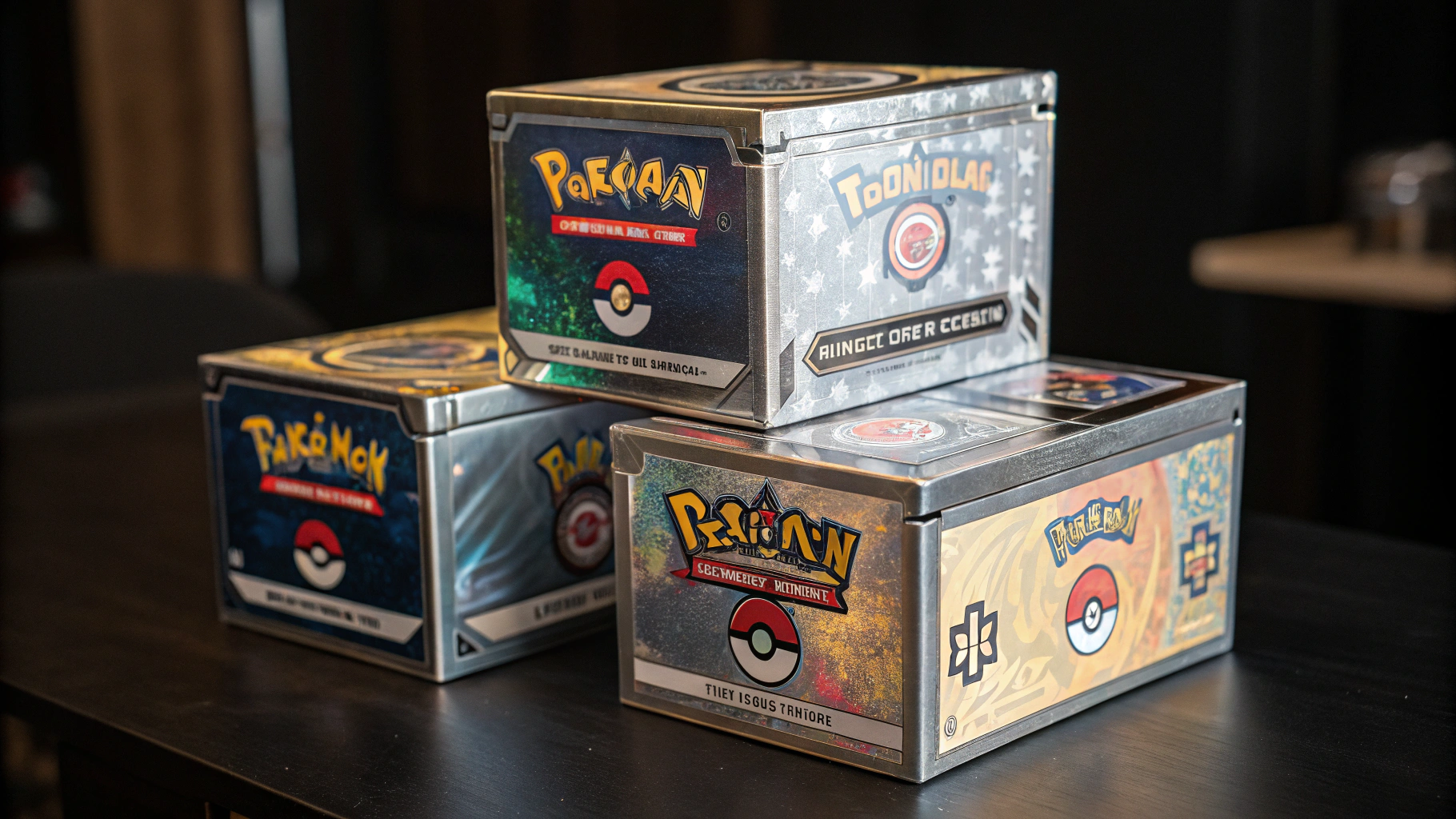Eksklusiv forseglet Pokémon-samling med booster-bokser og samlekort